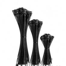 100/200/300/400 piezas Bridas de nailon negras, surtido de tamaños (12+10+8+6+4) pulgadas, bridas de nailon negras multiusos con autobloqueo, bridas de plástico premium, adecuadas para el hogar, la oficina, el jardín y el taller