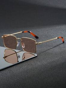 1 par de gafas de metal con diseño de polígono retro y elegante para hombres, adecuadas para viajes al aire libre, decoración de fiestas, vacaciones en la playa, que te harán el centro de atención en la calle
