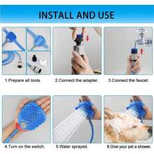 1PC Dog Shower Nozzle Silicone Massage Tool Suitable For Indoor And Outdoor Use Multi-Functional Cat And Dog Shower Dog Supplies,Pet Cleaning Supplies - Blue - View 9