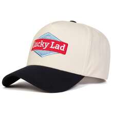 1Piece Men Letter LUCKY Embroidered Baseball Cap Outdoor Adjustable Sunscreen Leisure Hat Spring Autumn Travel Tourism Beach Vacation - 彩色 - 查看 4