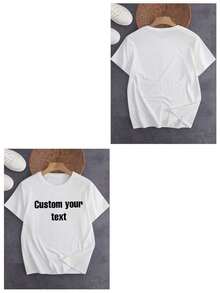 Personalized Text Customized Men's Summer T-Shirt, Input Your Text/Name/Message/Fun Text/Blessing, White T-Shirt, Holiday Gift, Anniversary Gift, Music Festival, Gift For Him, Men's Loose Fit Round Neck Short Sleeve T-Shirt Top, Party Wear Ornamental,Fashion,Hipster,Contracted,Easy Costume,Modest Fashion,Minimal Chic,Casual Custom,Unique,Personalized Ideal Gifts For Him Family,Boyfriend,Friends,ChildrenLeisure - 黑色 - 查看 8