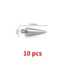 10pcs/Pack High Quality Stainless Steel Cone-Shaped Spike Pendant, Large Hole Cone Pendant, Long Bullet Nail Pendant, Conical Stainless Steel Pendant, Suitable For Hip-Hop, Rock, Gothic, Punk Style DIY Necklace, Bracelet, Jewelry Making, Accessory - Pointed Cone Pendant - View 25