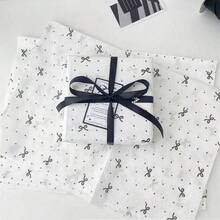 10pcs Flower Wrapping Paper With Polka Dot, Bow Prints, Gift Decoration Paper Valentine Day