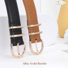 2-Pack Women's Leather Belts For Jeans And Dresses Plus Size - A-hitam+coklat - View 2