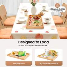 Bamboo Serving Trays Set - 4-Piece -Friendly Wooden Tray With Oil-Rubbed Finish, Durable & Stylish For Home, Restaurant, And Outdoor Use - 紀錄 - 查看 5