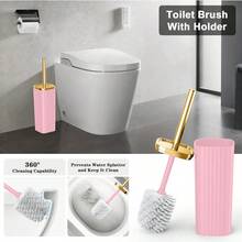 浴室配件套装，9 件粉色浴室套装，配有牙刷架、垃圾桶、乳液皂液器、牙刷杯、梳妆台托盘、肥皂盒、马桶刷、新家居浴室配件支架浴室收纳浴室装饰夏季 - 彩色 - 查看 7