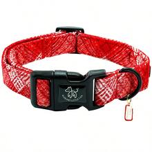 Elegant Little Tail Christmas Dog Collar Pet Dog Collar Soft Red Plaid Winter Pet Collars Holiday With Quick Release Buckle Puppy Collar For Dogs