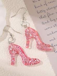 A Pair Of Crystal Shoes For Princesses, Resin Earrings, Princess Dresses, And Cute Party Decoration Accessories