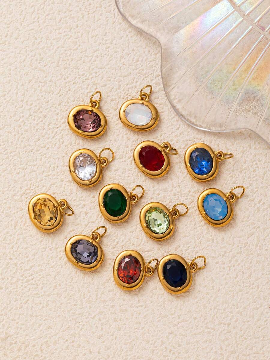 12岁生日石吊坠，适合DIY项链、手链、耳环、包包链、钥匙扣等饰品制作。吊坠采用不锈钢材质，镶嵌彩色锆石，并镀18K金。可作为礼物送给妻子、母亲、女友，或用作女士饰品、DIY手工艺品、钥匙扣配件等。 - 彩色 - 查看 1