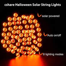 1 Pack Holiday Decoration Outdoor String Lights, Halloween Christmas Starry Lights, Solar Powered Yard Decor Lights - 8 Modes, Street Decor Lights, Solar Fairy Lights, Wrap Around Tree Lights, LED Outdoor String Lights, Patio, Garden, Party, Halloween Decoration Lights (Purple, Purple-Orange, Orange, Warm Color, Colorful)