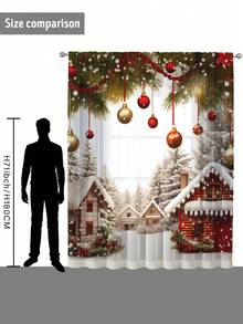 1pc Christmas Decorative Sheer Curtain, Suitable For Bedroom, Living Room, Autumn Decoration, Christmas Balloon, Snowflake, Christmas Tree, Christmas Ball, Christmas Print Window Curtain, Rod Pocket Print Curtain For Bedroom, Office, Kitchen, Living Room, Home Decor, 100g/㎡ Christmas Decorations Room Decor Christmas Decorations Home - Multicolor - View 10