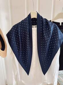 1 chiếc khăn tam giác in chấm bi thời trang, dành cho nữ, chất lượng cao cấp, phù hợp cho đi làm, trang phục công sở, quàng cổ, khăn choàng, trang trí, thắt lưng, váy ngắn và các dịp khác. - Màu xanh hải quân - Xem 4