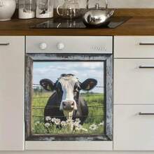 1pc Farm Cow Pastoral Window Scenery Wall Sticker, Countryside Style Animal Daisy Flower Farmhouse Kitchen Decor, Self-Adhesive Removable PVC Decal, Suitable For Living Room, Dining Room, Study, Bathroom, Bedroom Decoration Wallpaper Wall Paper Wall Stickers Wall Decor Wallpaper Stickers Wall Home Decor
