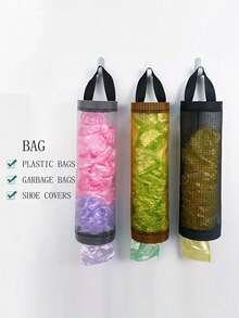 Durable Plastic Bag Organizer Grocery & Trash Bag Holder Space Saving Mesh Dispenser For Kitchen Modern Easy Access Design Keeps Bags Neat & Breathable Space Saving Mesh Organizer Multipurpose Wall Mounted Home And Kitchen Storage Solution - Multicolor - View 4