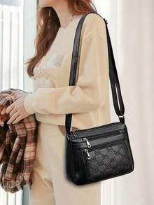 Women's PU Leather Middle-Aged Ladies Handbag, Mother Bag, New Design Shoulder Crossbody Bag, Mother-In-Law Bag, Multi-Functional Elegant Middle-Aged Ladies Handbag, Mother Bag, Mother-In-Law Bag, Soft Leather Shoulder Crossbody Bag - Multicolor - View 5