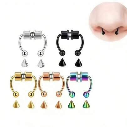 1/5 bucăți moda unic piercing dublu cercei inelare nas din oțel inoxidabil multicolor inel nas set bijuterii perforație corp pentru bărbați și femei Crăciun Anul Nou Ziua Îndrăgostiților cadou de sărbătoare