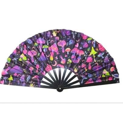 Leque Holográfico Colorido Dobrável Neon