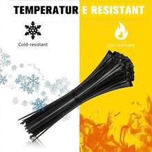 200/300/400 件装重型尼龙扎带套装 - 多尺寸（4/6/8/10 英寸）自锁式扎带，50 磅拉力强度，适用于室内外环境，可用于家庭、办公室、花园、工作室的线缆管理、棚架和捆扎，园艺工具配件，重型扎带，办公线缆整理器，汽车维修用品，旅行必备品 - 黑色 - 查看 3