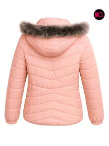 Big City Basic Girl's Quilted Jacket Plush Interior Casual Fashion With Hood - 粉色 - 查看 4
