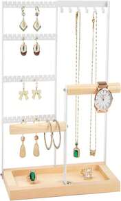 Giá đỡ trang sức, Hộp đựng trang sức, Giá đựng bông tai 4 tầng Lengnoy với 48 lỗ và 6 móc, Hộp gỗ đựng vòng cổ, vòng tay, bông tai, nhẫn, Màu trắng, Đồ dùng cần thiết khi đi du lịch, Du lịch, Ngày Valentine, Trang trí phòng, Đồ dùng cần thiết trong túi xách, Túi trang điểm cho nữ, Vật dụng cần thiết trong túi xách, Đồ dùng cần thiết khi đi du thuyền, Túi xách hàng hiệu, Đồ cơ bản, Đồ dùng trang điểm, Phòng, Túi trang điểm dễ thương - Màu B - Xem 1