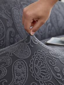 1pc Ruffled Sofa Cover, Plush Jacquard Fabric, European Style, Decorative Sofa Protector, Easy Installation, Dirt & Pet Scratch Resistant, Suitable For Living Room, Study, Office Sofa, All Season - Dark Grey - View 8