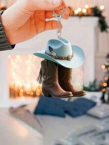 1 Stück Western Cowboy Stiefel und Hut Schlüsselanhänger - Vintage 2D flacher Acryl Schlüsselring, Country Stil Taschenanhänger und Rucksack Anhänger | Leichtes Accessoire, geeignet für den täglichen Gebrauch, Cowboy Partys, Karnevals, Western Festivals | Kreatives Cowboy Hut und Stiefel Design, ideales Geschenk zu Geburtstag, Weihnachten, Thanksgiving, Valentinstag | Toll für Studenten, Freunde, Männer und Frauen, Outdoor Reisen und Urlaubsandenken - Verschiedenfarbig - Übersicht 7