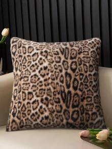 1pc Vintage Leopard Print Plush Pillow Cover, Suitable For Bedroom, Living Room, Sofa, Holiday Decor (Pillow Insert Not Included) - Multicolor - View 3