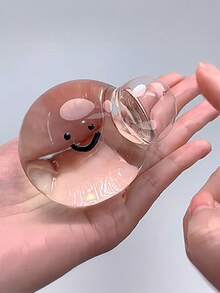 1pc Soft & Bouncy Transparent Smiling Face Squeeze Toy, Inflatable, Suitable For Classroom Rewards, Birthday Gifts, Office Stress Relief, Children's Day, Thanksgiving, Halloween And Christmas Gifts, Birthday Party Favors, Squeeze Stress Ball - Multicolor - View 6