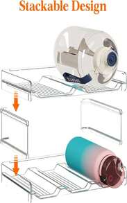 Lifewit Stackable Water Bottle Organizer For Cabinet, Kitchen Pantry Organization And Storage, Plastic Fridge Wine Racks, Tumbler Travel Cup Holder, 2Pack, Hold 6 Bottles