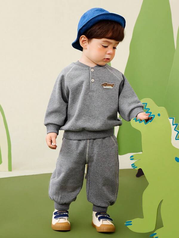 mini bala Kids Fleece Two Pieces Set Soft Breathable Comfortable Outdoor Fall Outfit