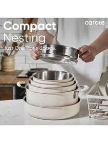 12 Pcs Pots And Pans Set, Nonstick Kitchen Induction Cookware Suit With Detachable Handle, Dishwasher Oven Friendly