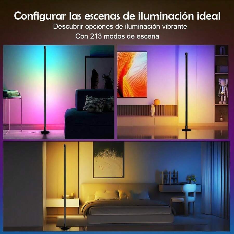 Lampara de Piso Led Inteligente RGB Lámpara de Pie para Sala Bluetooth Floor Lamp Cuarto Barra Ambilight Colores Fancy Leds Interior de Casas Minimalista Ambiental Light Luz Indirecta Luces Gamer - 1 - Ver 1