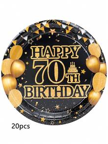 10pcs/20pcs/50pcs 70th Birthday Party Paper Plates 7inch Black And Golden 70 Years Old Birthday Dessert Party Plates 9 Inch Dinner Plates Party Decorations For Men Woman 70th Happy Birthday Wedding Party Supplies - 70th Black Gold Birthday - View 6