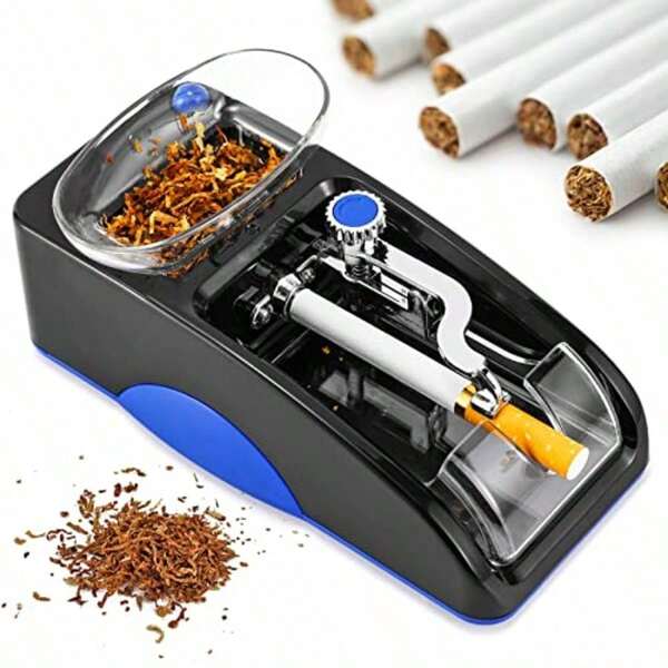 Injetor de cigarro portátil alimentado por bateria, com interruptor ajustável, tubo de aço inoxidável e corpo de resina transparente, adequado para charutos e cigarros caseiros - Design compacto e durável, inclui adaptador, escova e manual, máquina de enrolar cigarros