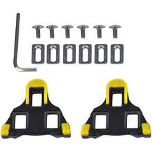 1 para samoblokujących bloków do pedałów rowerowych, płytki blokujące do butów kolarskich w kolorze czerwonym i żółtym