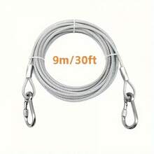 2mm Diameter Reflective & Anti-Rust Steel Wire Dog Leash, Suitable For Medium To Large Dogs, Available Lengths: 3.0m/4.6m/9.0m/15.0m