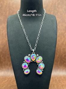 时尚优雅的西部牛仔风格仿珍珠 CCB 串珠链/铁链、花朵吊坠项链、耳环，百搭短款，适合休闲装，四季珠宝，适合女士和女孩搭配日常服装、派对配饰，送给家人/朋友/自己的珠宝礼物 - 西部牛仔風格 - 查看 4