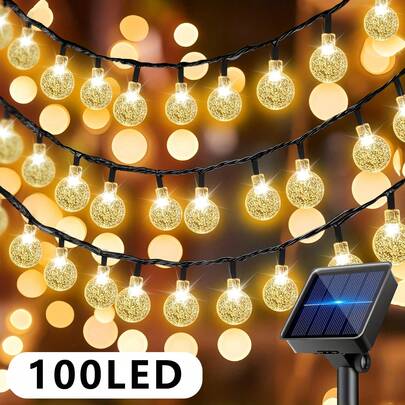 1 Pack Of 22 Meters/72 Feet 200 LED Beads Solar Outdoor Lights, 8 Light Flashing Modes, IP65 Waterproof Design, Multi-Color/Warm Color, Suitable For Garden, Home, Festival, Bedroom Hanging Arrangement, Christmas Decoration, Halloween Decoration