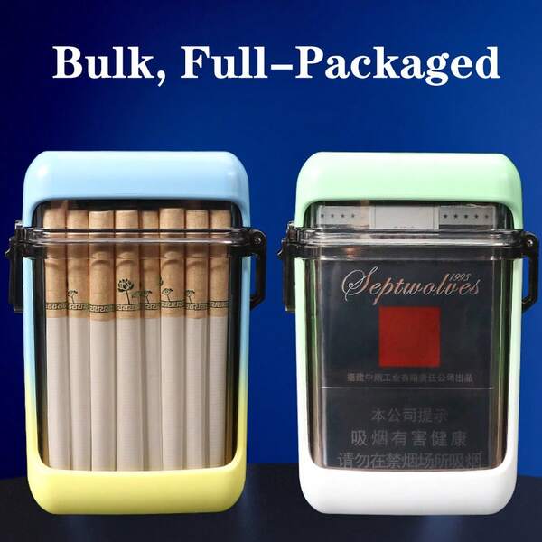 1 pieza Estuche de cigarrillos de plástico impermeable, transparente, con capacidad aproximada para 20 cigarrillos, diseño sellado para un transporte conveniente