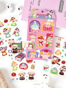 4 adesivos para scrapbooking de desenhos animados de animais de estimação fofos, série caprichosa, adequados para presentes, escritório, casa, marcação, etiquetas, salas de aula, brinquedos, diários de alunos, adesivos criativos de decoração vintage faça você mesmo