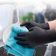 4/50/100 paquets de gants jetables en nitrile noirs pour la peinture, l'artisanat, le nettoyage et la manipulation des aliments, les soins de beauté et des ongles - Produits d'entretien ménager essentiels (sans boîte)