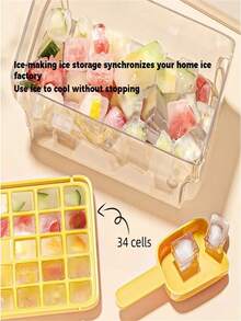 1pc Homemade Xiaoice Cube Mold Set With Storage Box And Ice Shovel, Ice Tray With Lid, Reusable Ice Maker, Refrigerator DIY Ice Tray Mold, Ice Making Tool - Mold, Essential Summer Accessories For Making Perfect Cold Drinks, With 34 & 68 Compartments, Single And Double Layer Design, Easy Release Mold, Plastic, Household Essential, Fridge Ice Cube Making Mold - 彩色 - 查看 13