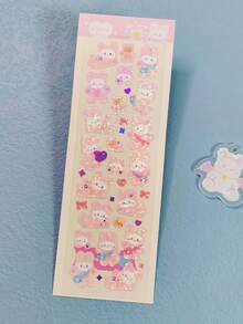 1张可爱兔子系列贴纸，彩虹兔子配金属闪粉，适合韩流粉丝、日记装饰和日常使用。 - 彩色 - 查看 13