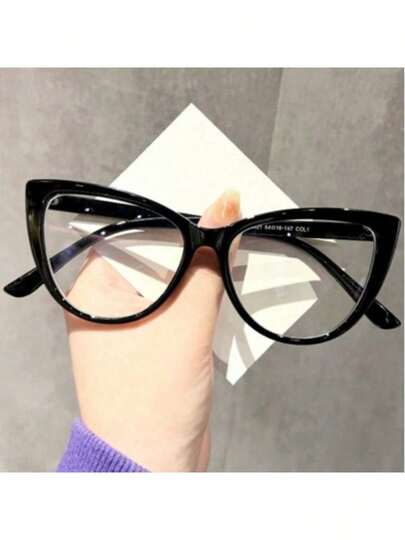 1PC Women's Fashion Glasses Cat Eye Ultra Light Personalized Versatile Leisure Music Festival Fashion Glasses Versatile Flat Light Glasses Suitable For Daily Use