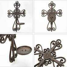 Giá nến treo tường bằng gang, trang trí nhà theo phong cách trang trại châu Âu, làm thủ công, thiết kế huy hiệu, giá nến rỗng - Nhiều màu - Xem 7