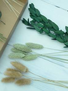 DIY干花套装，包含天然色调和桉树叶，可用于制作DIY干花束、干花花环（包含香蒲、芦苇、灯芯草）