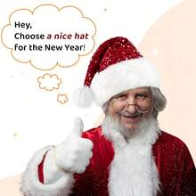 Christmas Dress-Up Sequin Ball Fuzzy Santa Hat For Holiday Parties And Christmas Celebrations, Festive Dressup, Seasonal Event, Fuzzy Trim, Festive Design, Plush Material, Lightweight Fabric, Festive Headwear, Costume Prop, Costume Enthusiasts, Holiday Shoppers - Red - View 8