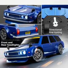 RC Driftbil, fjärrstyrt fordon i skala 1:24 med LED-lampor, 2,4 GHz 20 km/h 4WD höghastighets RC-bilar, driftande däck, racingsportleksak, presentidé för vuxna pojkar flickor och barn