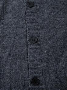 ANDREILEE 男士休闲宽松纯色复古风商务通勤百搭V领纽扣罗纹长袖开衫毛衣，秋冬款 - 灰色 - 查看 8