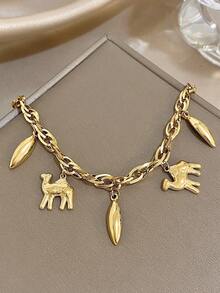 1Pc Plated Stainless Steel Camel Animal Charm Bracelet For Women, Vintage Bohemian Travel Theme Jewelry Gift For Birthday Anniversary Halloween Gift For Anniversary Valentine's Day, Mom Gift, Christmas Thanksgiving Daily Party Gifts For Girlfriend Wife